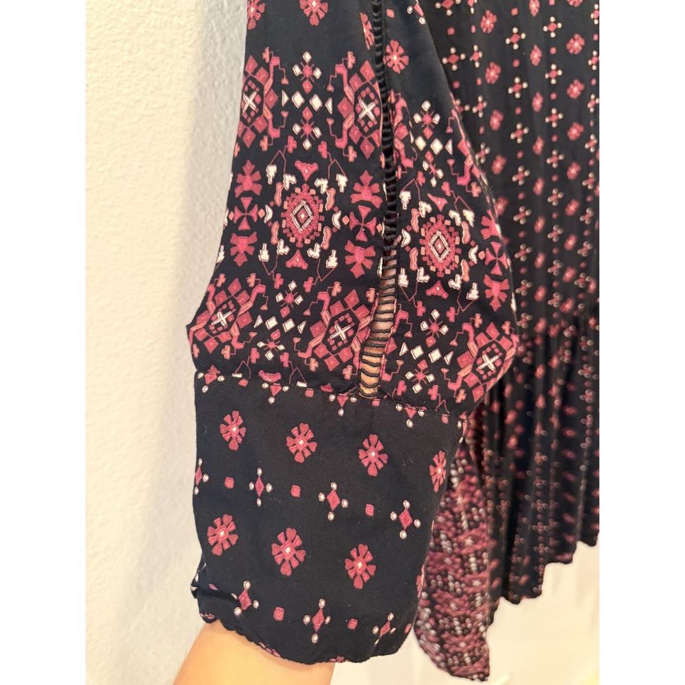 VanessaVirginia Anthropologie Dress Womens Medium Black Embroidered Boho Swing - Picture 3 of 16